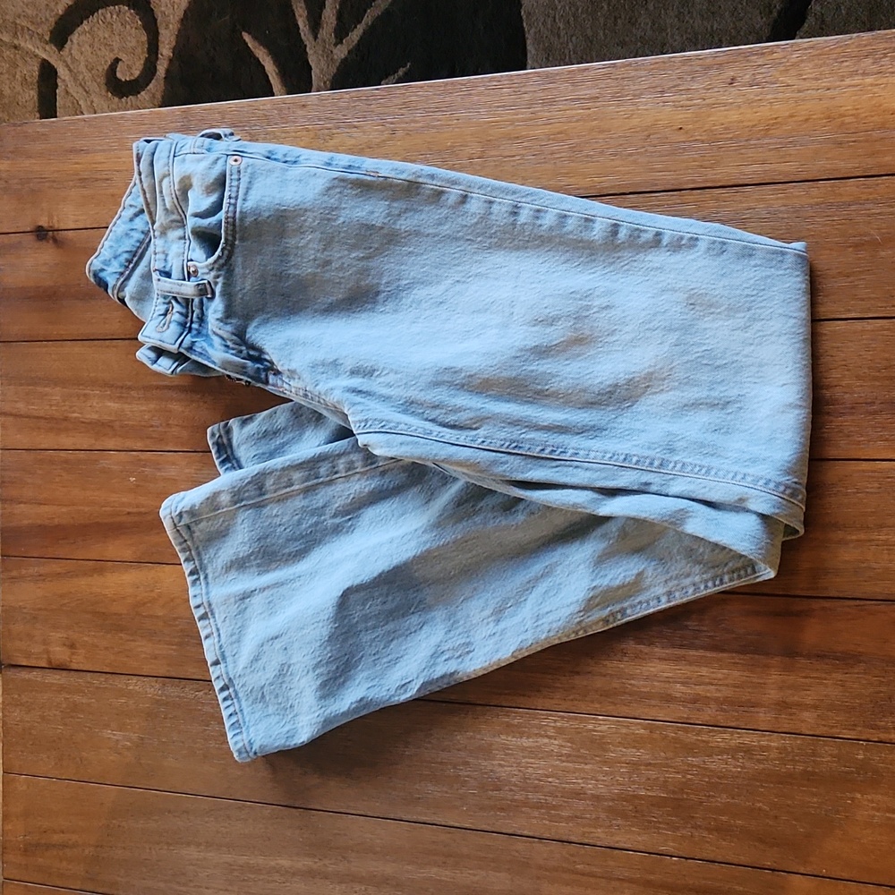 aeropostale flared/wide leg jeans, light blue, size:00